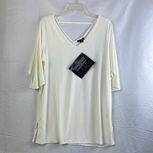 IMAN V-Neck Tunic Flowing Beautiful Sleeves Size XL NWT
